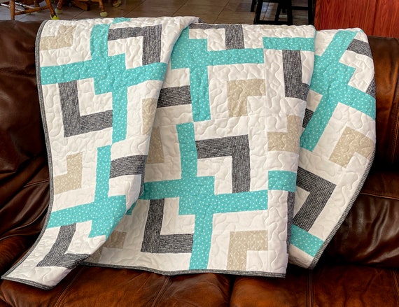 Knot So Quilt Pattern - Modern Log Cabin Design, 6 Sizes (PDF Pattern)