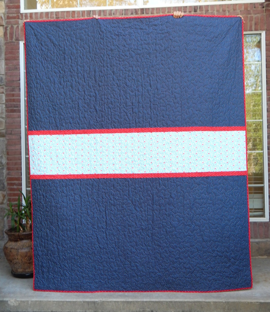 Twin Quilt Modern Quilt Red Blue and Green Girl Quilt Etsy