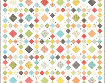 Bee Squared Quilt Pattern PDF, Modern Quilt Pattern, Simple Easy Beginner Quilt, Fat Quarter Friendly, Baby, Throw, Twin, Queen, King Size