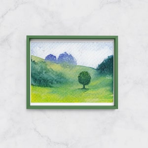 Summer fields, Watercolor Landscape Miniature Original Painting