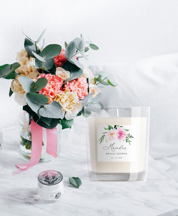 Fully Editable Wedding Favor Floral Printable Custom Label Floral Bridal Shower Favor P300 Peony Water Bottle Label Template