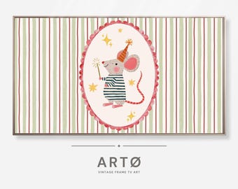Cute Mouse Painting Samsung TV Art, Nursery Art