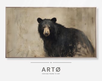 Vintage Black Bear Painting Samsung Frame TV Art (Digital Download)
