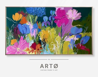 Abstract Flowers Painting Samsung Frame TV Art (Digital Download), Dopamine Screensaver