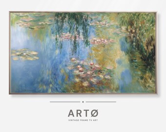 Impressionist Monet Style Pond with Lilies Painting Samsung Frame TV Art