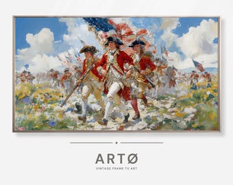 4th of July American Flag Samsung Frame TV Art, Independence Day Vintage Painting