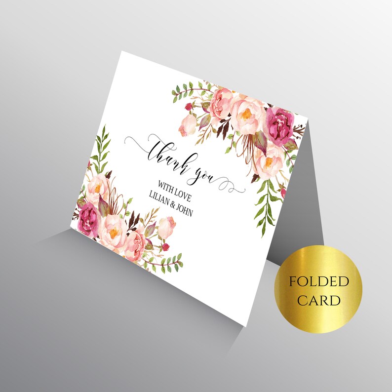 Boho Chic Thank You Card Template Blush Thank You Cards Etsy