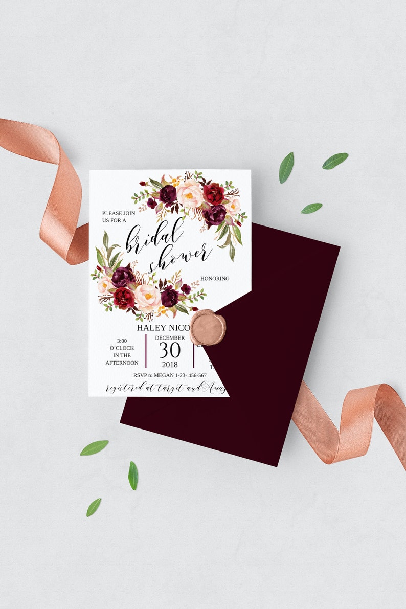 Bridal Shower Invitation Template Floral Bridal Invite | Etsy