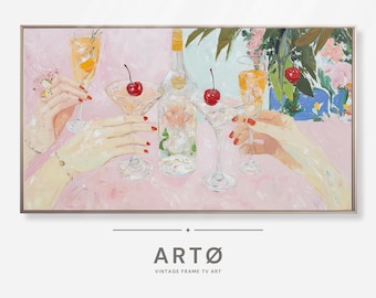 Pintura moderna estilo cottagecore para Samsung Frame TV Art, descarga digital, arte abstracto para TV con marco, arte para TV estilo cottagecore