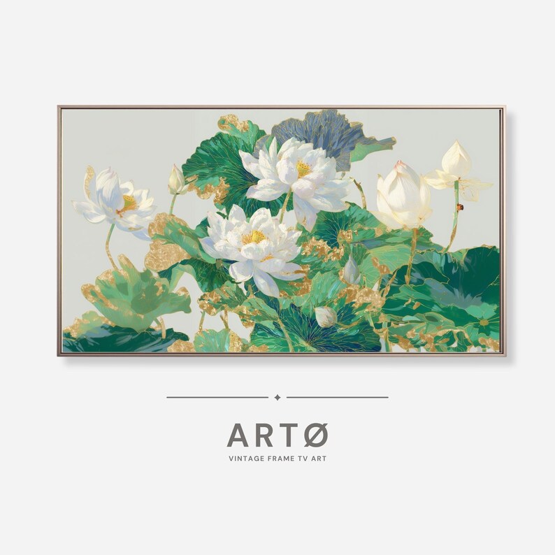 White Lotus Flowers Painting Samsung TV Art - Etsy
