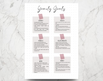 Yearly Goal Tracker, PRINTABLE Tracker, Goal Journal, A5 Journal Page, Goal Planner Printable, New Years 2025 Resolutions