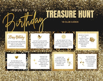 Birthday Scavenger Hunt for Adults, Birthday Treasure Hunt, Birthday Printable Games for Adults, Instant Download PDF, Adults Birthday Game