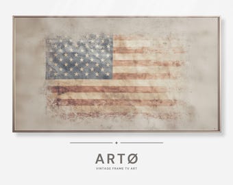 4th of July American Flag Samsung Frame TV Art, Independence Day Vintage Screensaver (Digital Download)