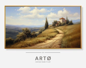 Tuscany Landscape Frame TV Art, Vintage Italian Digital Download for Samsung Frame TV, Muted Painting TV Art