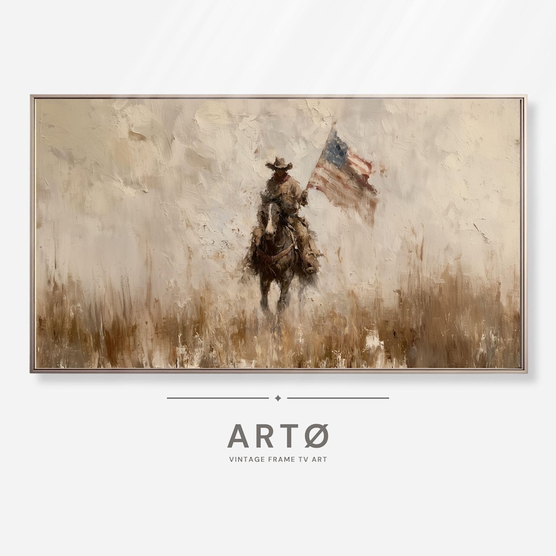 4th of July Cowboy With American Flags Samsung Frame TV Art ...