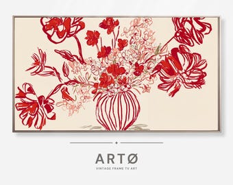 Abstract Flowers Painting Samsung Frame TV Art (Digital Download), Modern Art Screensaver