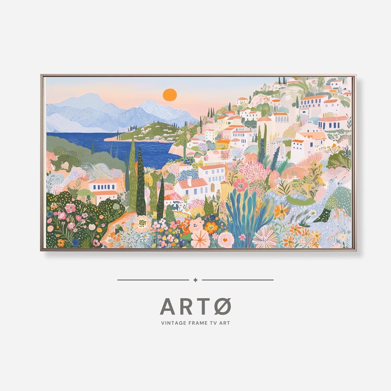 Cottage Core Coast Landscape Painting Samsung Frame TV Art, Cottage ...