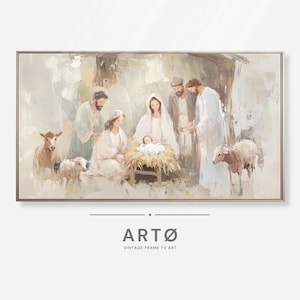 Nativity Painting, Christmas Frame TV Art (Digital Download)