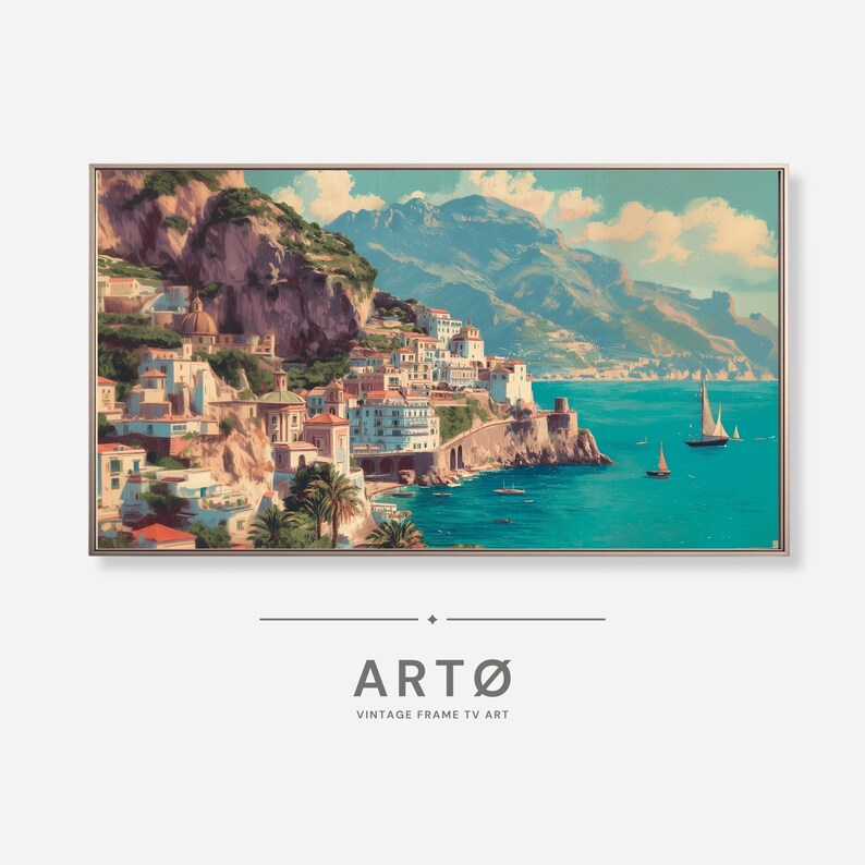 1950s Vintage Travel Poster of Amalfi Coast Italy Painting Samsung ...