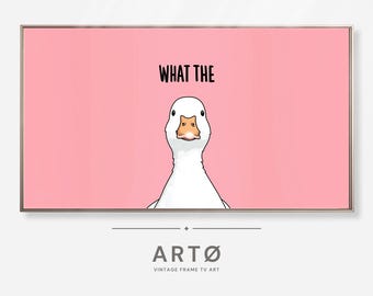 Duck WHAT THE Painting Samsung Frame TV Art, Dopamine Art