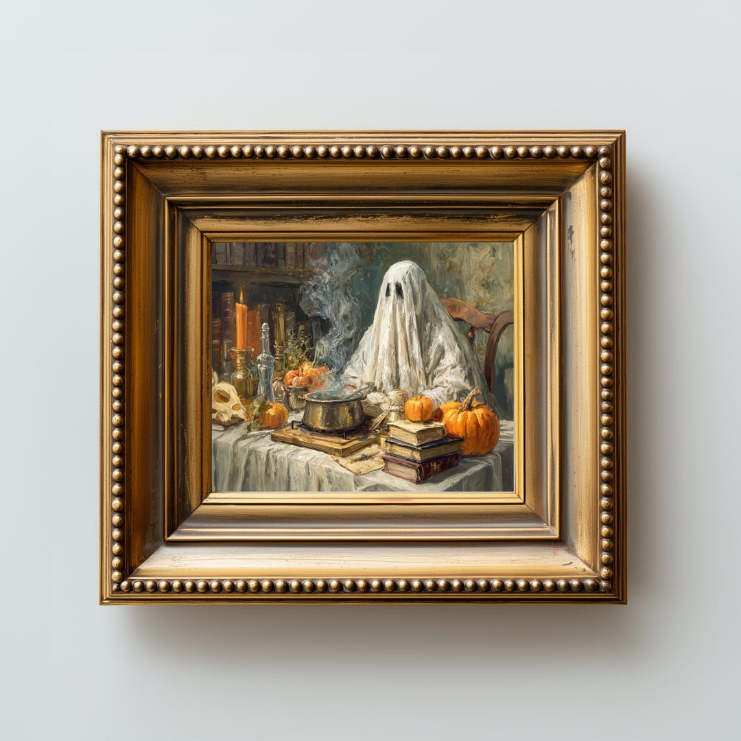 Spooky Ghost Vintage Printable Art | Halloween Print Art | Halloween ...