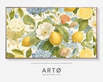Summer Flowers and Lemons Painting Samsung Frame TV Art (Digital Download)