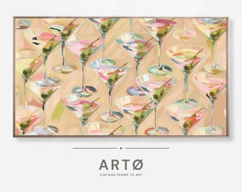 Modern Martini Glasses Painting Samsung Frame TV Art