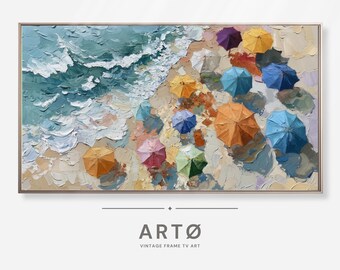 Aerial Beach Painting Samsung Frame TV Art (Digital Download)