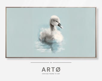 Baby Swan Painting Samsung TV Art, Nursery Art (Digital Download)