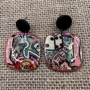 Street art/graffiti inspired  earrings
