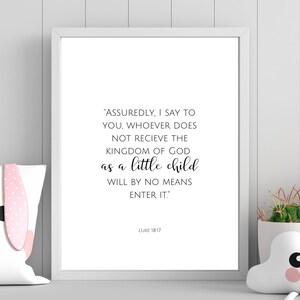 Luke 18:17 - Digital Download Printable Artwork -Christian Quotes Text Design - Bible Verse - Sunday School Kids