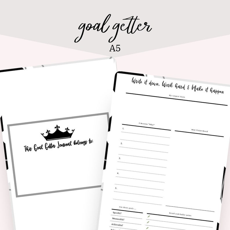 Goal Getter Journal Downloadable PDF and digital journal : For entrepreneurs and go getters image 1