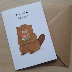 Prachtige bever | Wenskaart | A6 | Grappige wenskaarten | Valentijnsdag | Jubileum