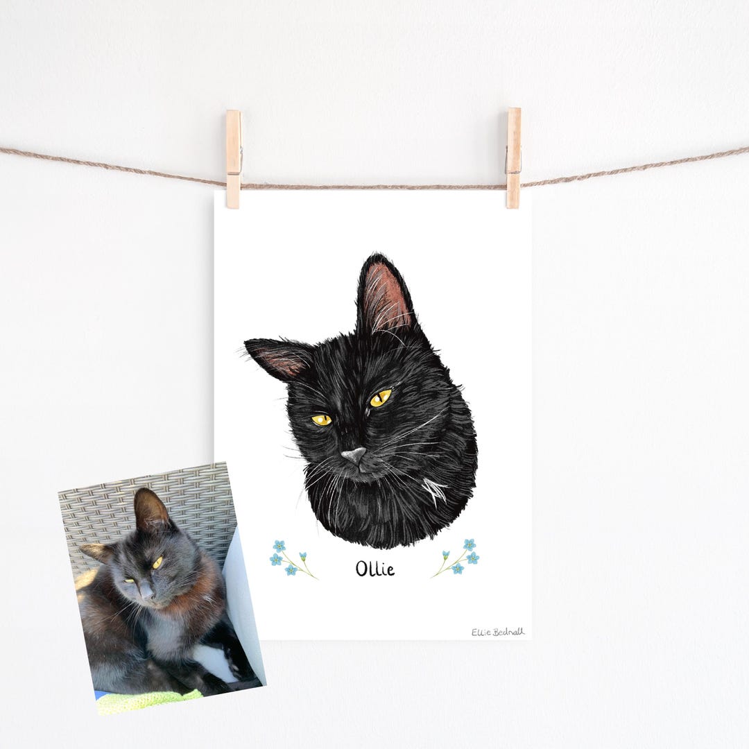 Custom Pet Portrait: Dog or Cat Memorial Art Print - Etsy
