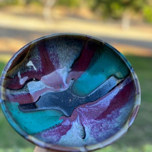 Midcentury Studio Pottery Bowl, Vibrant Glazed Colors, Signed GS