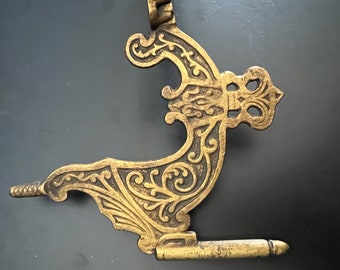 Antique Victorian Oil lamp holder. Cast iron. New vintage condition. 11 inches long. 6" long. 5.5 diameter.