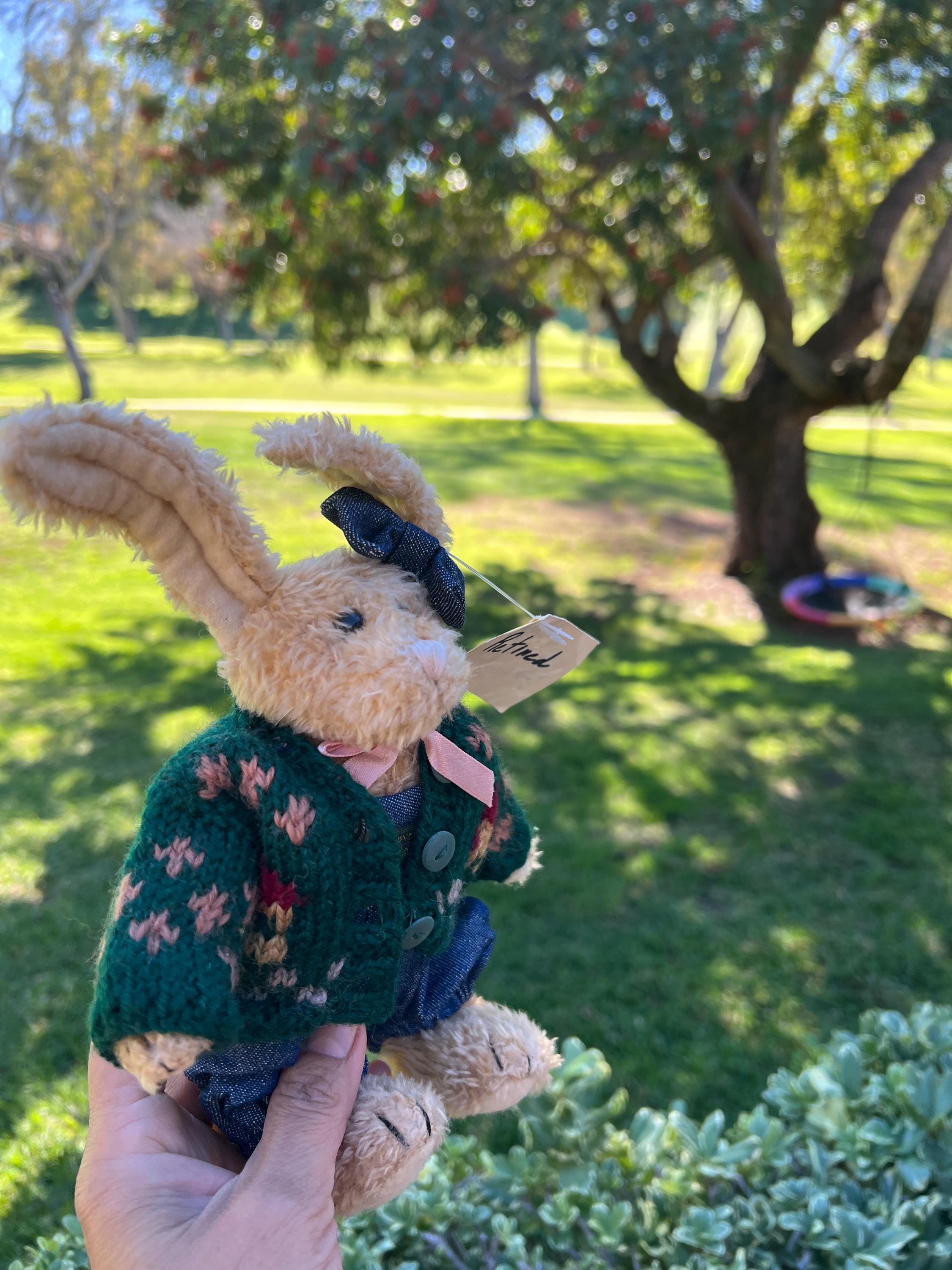 Vintage Bunny Plush Toy, Retired Collectible Rabbit With Knitted ...