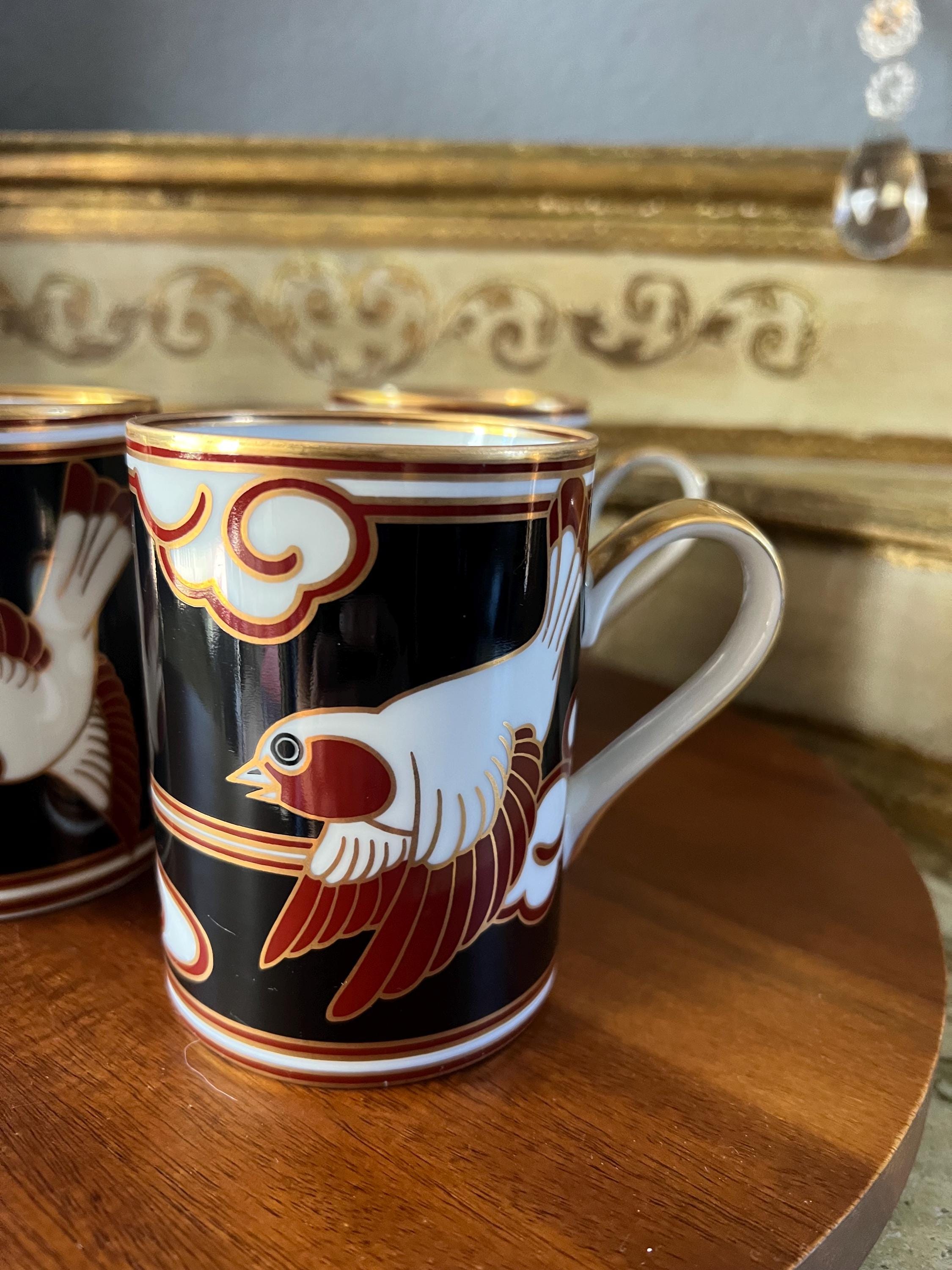 フィッツ&フロイドFITZ AND FLOYD 食器　コーヒーコップ　金　カップ Fitz & Floyd Mouchet D'or Mug, Mid-century Gilded Bird Design