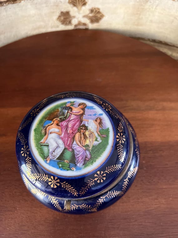 Exquisite, trinket, box. Cobalt blue, Victorian c… - image 9