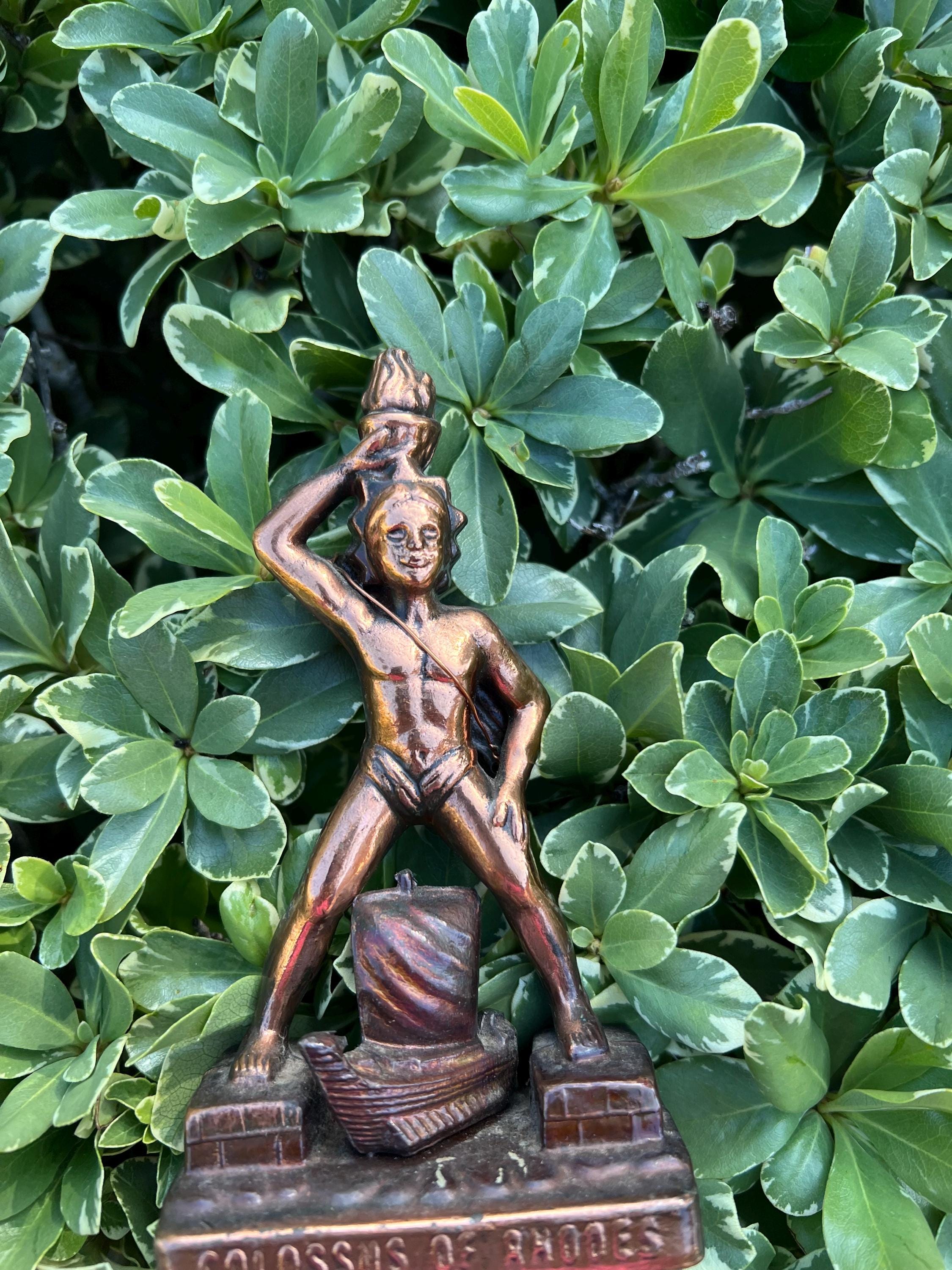 Statue of the Colossus of Rhode Solid Brass Sculpture 5.25
