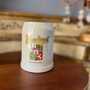 Vintage Gerz Beer Stein Pilsner Urquell. &quot;Tschechoslowake&quot; .5 liter. Stoneware. Made in Germany. 5x3.25&quot;. Good condition.