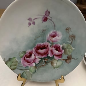 Antique Silesia, German decorative plate. 1900&#39;s. beautiful flowers. Pristine condition. 7 inches diameter.