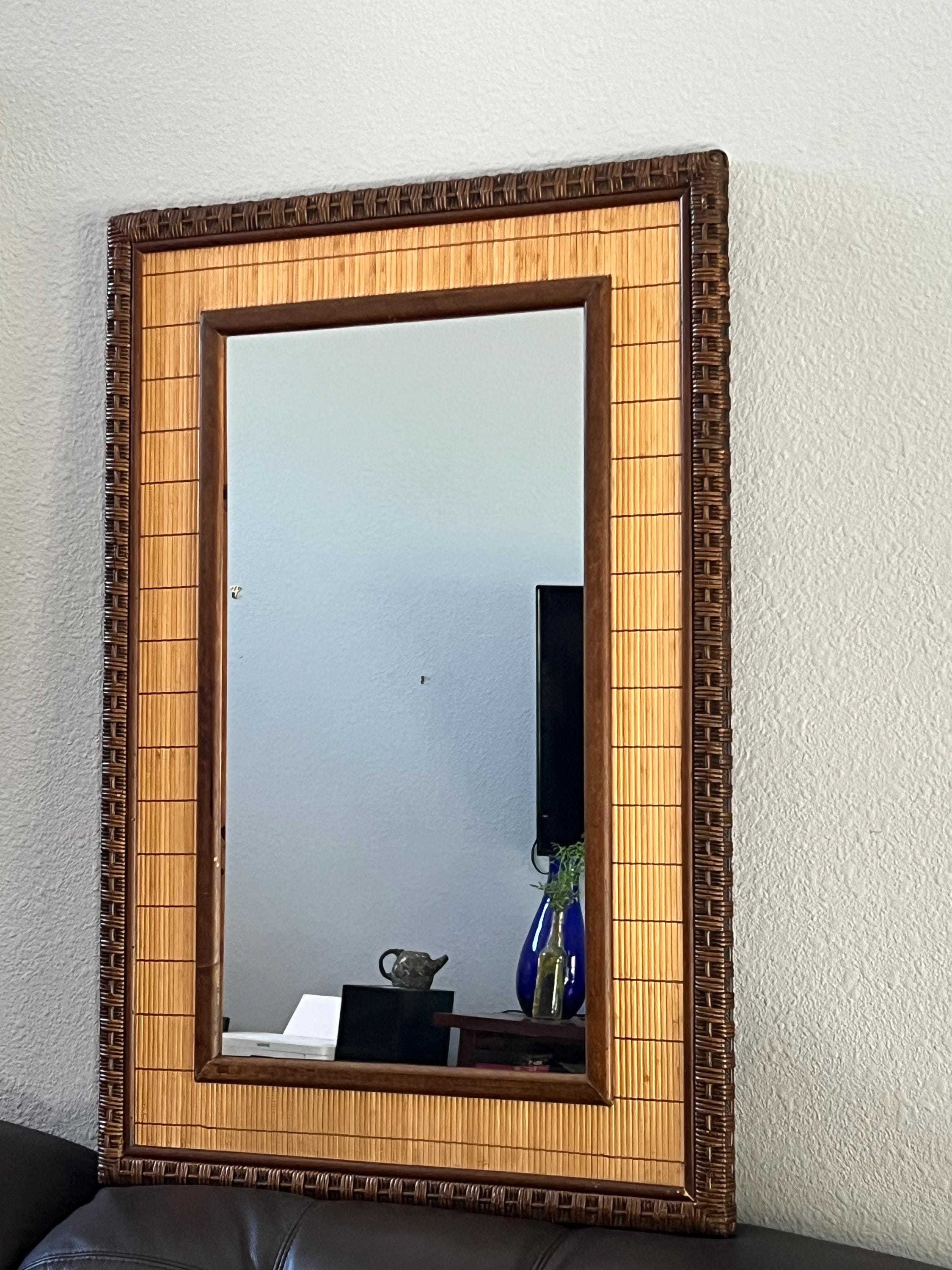 Vintage Bamboo Rattan Mirror - Etsy