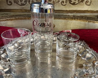 Midcentury Modern Cocktail Shaker and glass