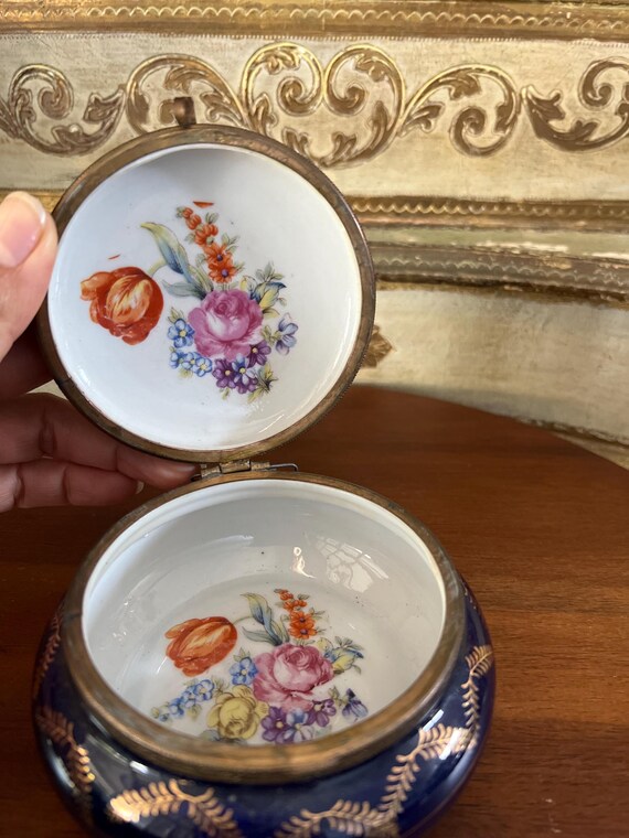 Exquisite, trinket, box. Cobalt blue, Victorian c… - image 4