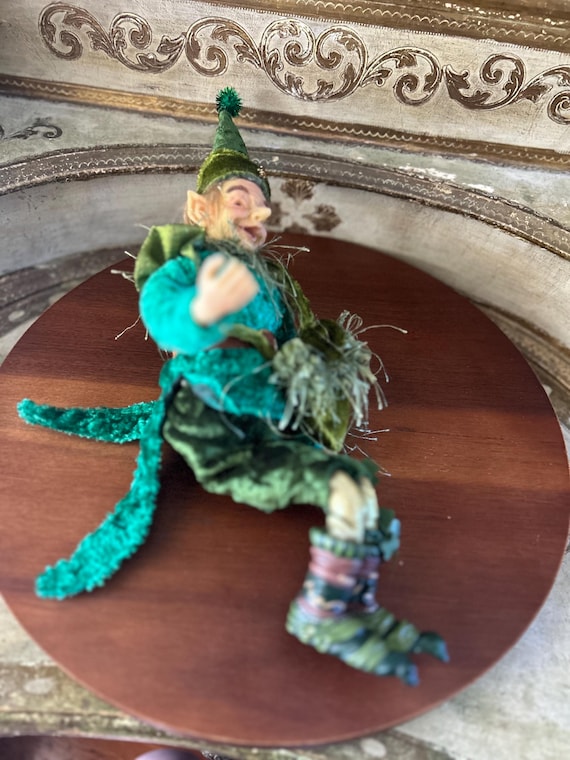 Vintage Mystical Green Elf Shelf Sitter, Bendable Arms & Legs - Etsy