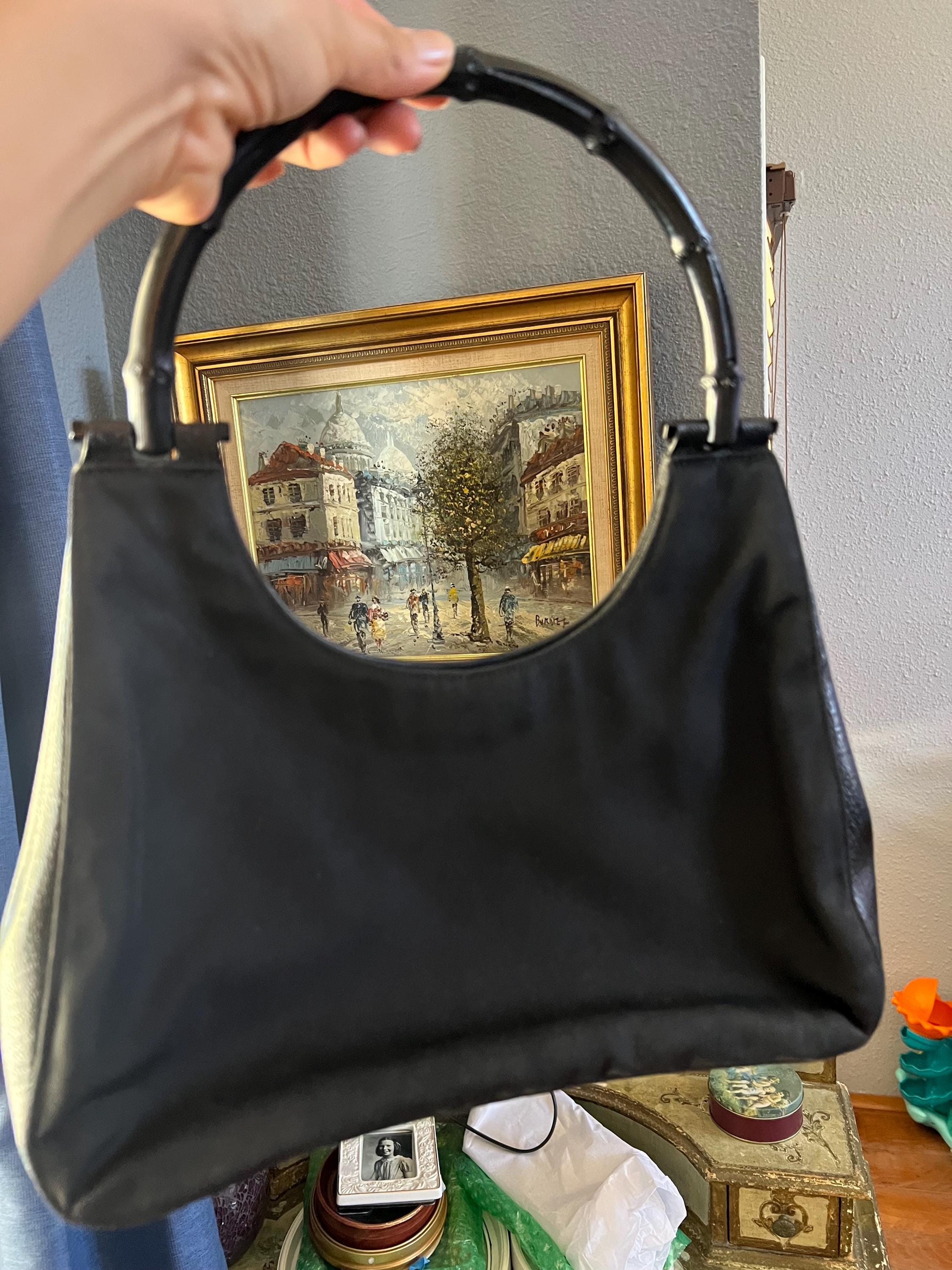 Genuine Vintage Gucci Bamboo Handle Nylon and Leather Bag. Excellent Condition.12 W 10 Tall. Etsy Australia