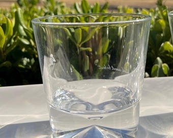Vintage Johnnie Walker Glasses (Set of 2), Diamond Bottom Engraved, Made in France