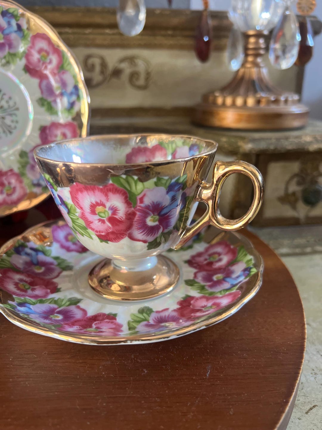 Antique Royal Sealy Fine China Pansies and Gild. Made in Japan