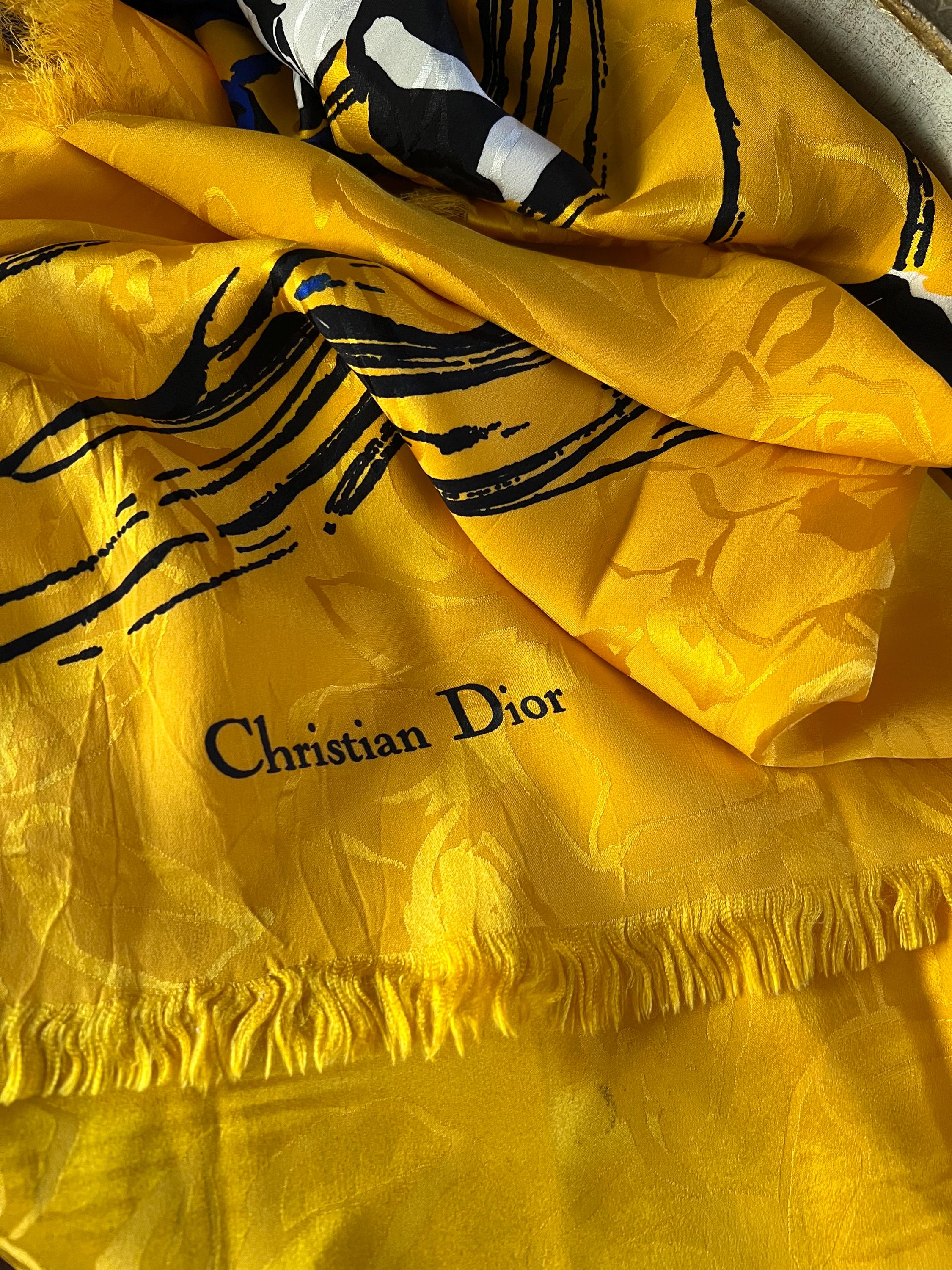 特大Christian Dior ヴィンテージ スカーフ ブルーパープル